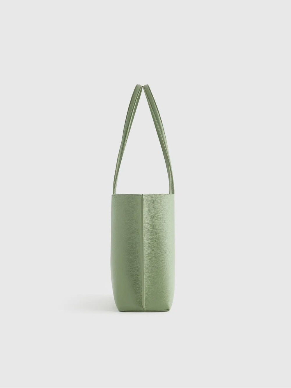 Quince Italian Leather Triple Compartment Tote – Green | Structured Minimalist - Picture 5 of 8